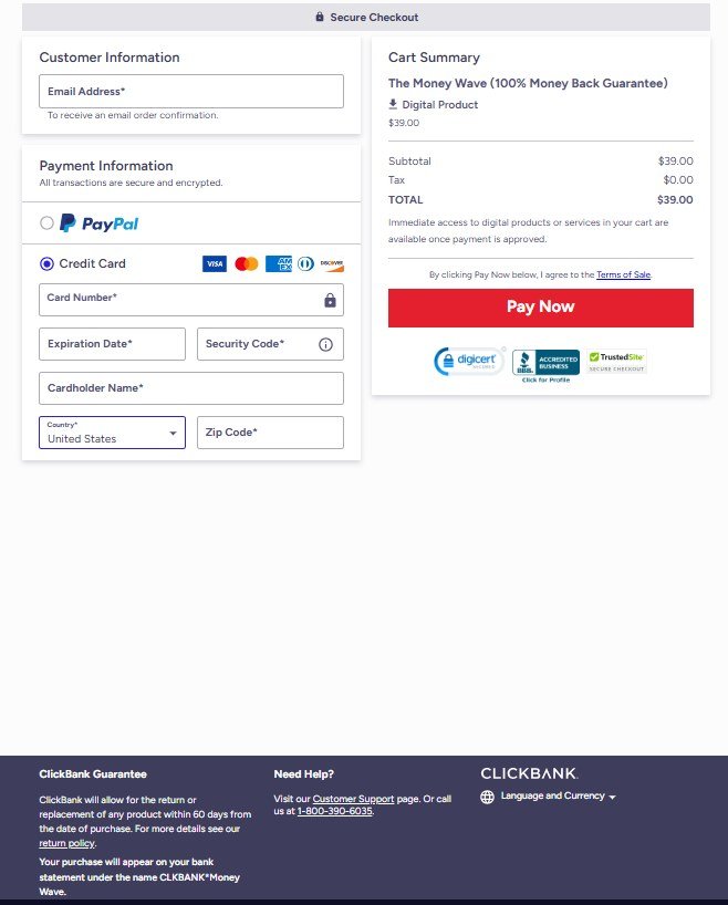 Secure checkout for The Money Wave program